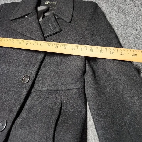 S by Searle Wool Cashmere Black Ankle Length Double Breasted Overcoat Coat 6 NWT